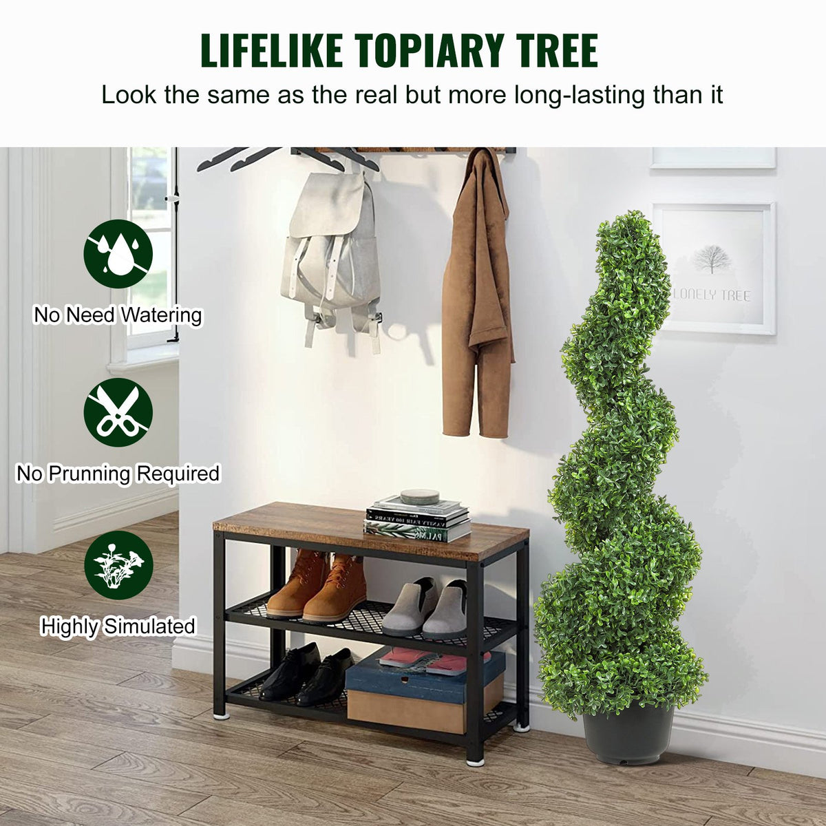 2 Pcs. Artificial Boxwood Tower Topiary Spiral Artificial Plant 91cm