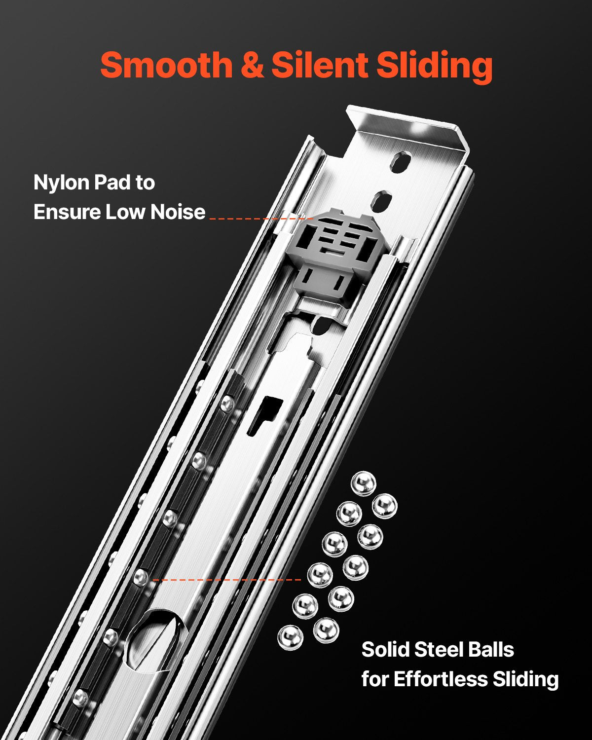 1 Pair 18-60 In Drawer Slides Ball Bearing Full Extension