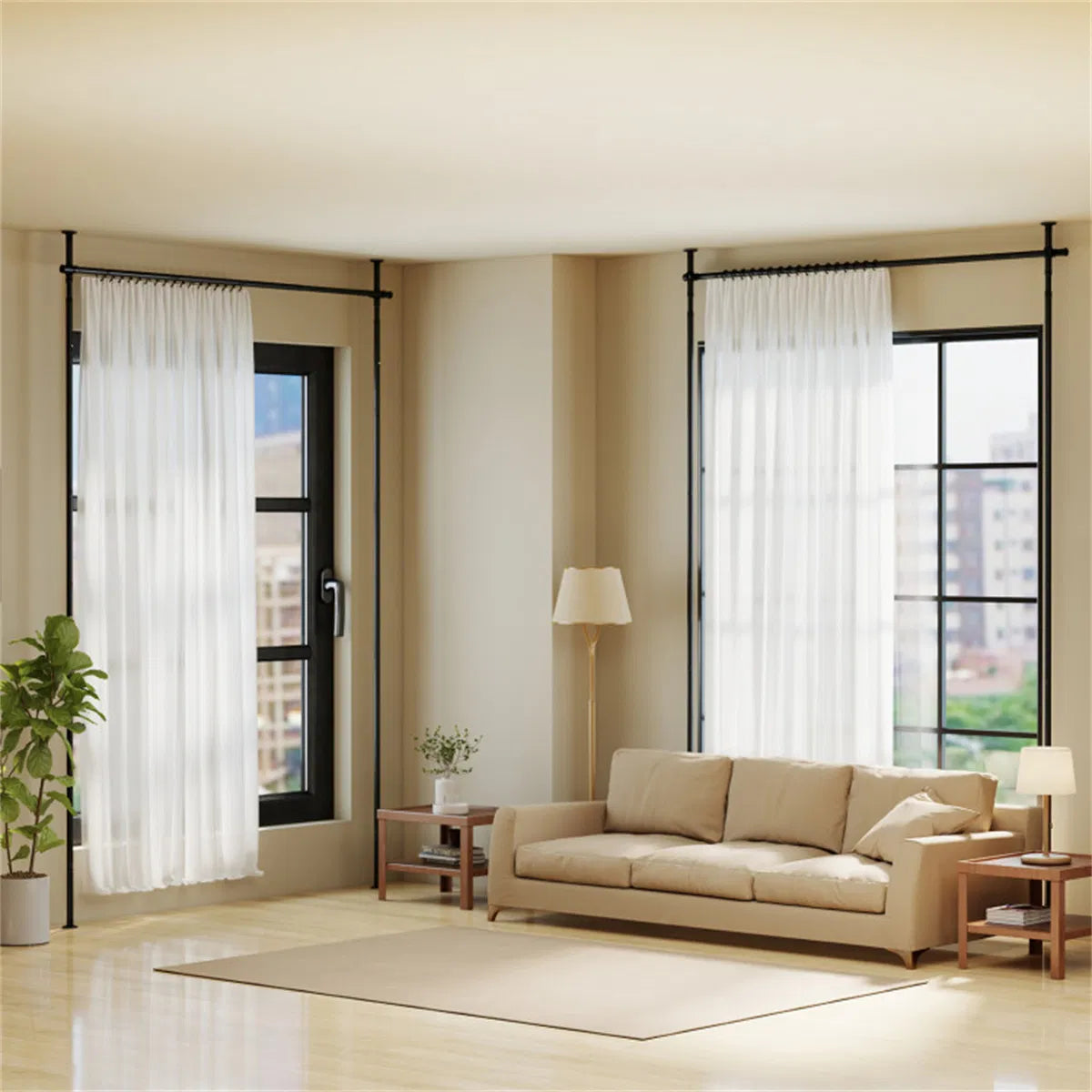 Room Divider Curtain Rod, Adjustable 28"-72"W X 4-10 Ft H Heavy-duty