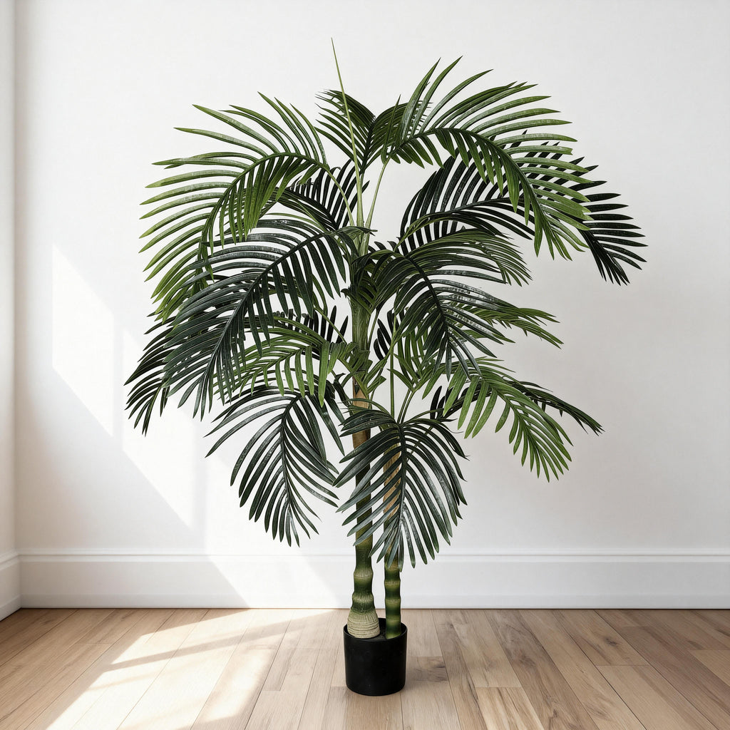 6FT Artificial Palm Tree With Black Plastic Pot, Tropical Fake Plant