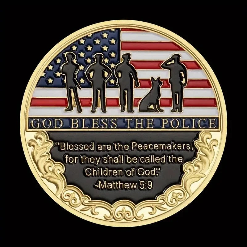 4pc Thank You For Your Service Challenge Coin Medal God Bless The Police