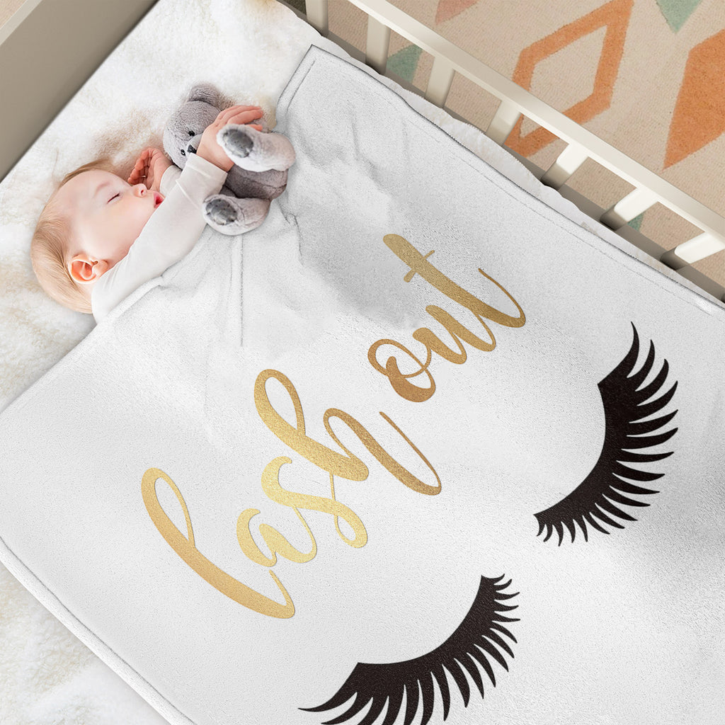 Long Eyelashes Printed Throw Blanket Plush Fluffy Flannel Fleece