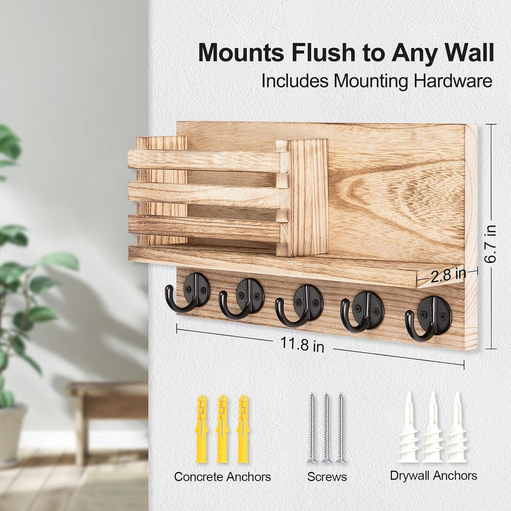 Burnt Color Wall-mounted Key And Mail Organizer