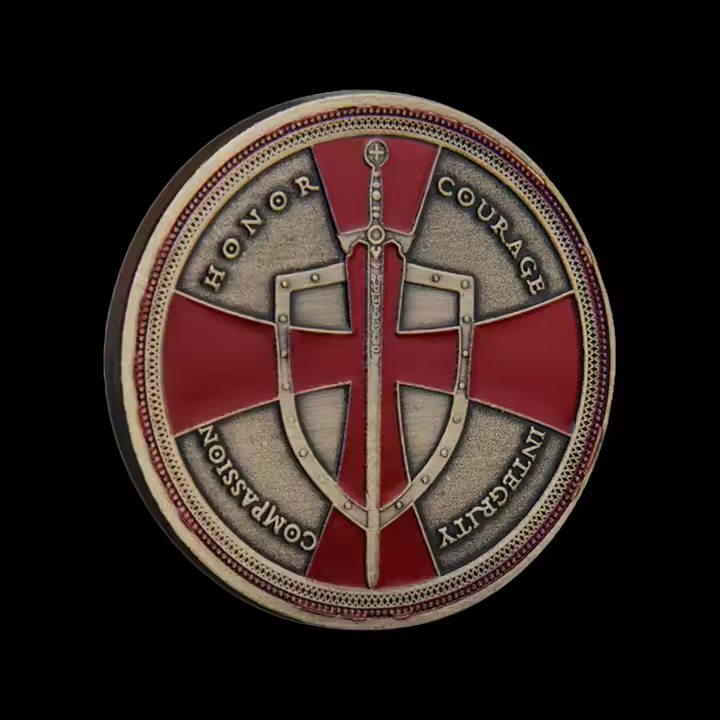 Cross Shield Knight Coin Medal, American Metalcraft Coin