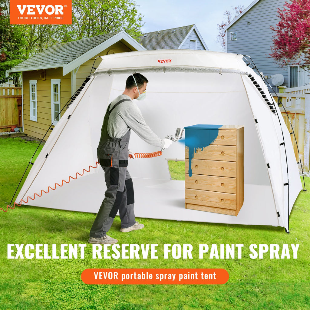 Vevor Portable Paint Booth, Larger Spray Paint Tent With Built-in Floor