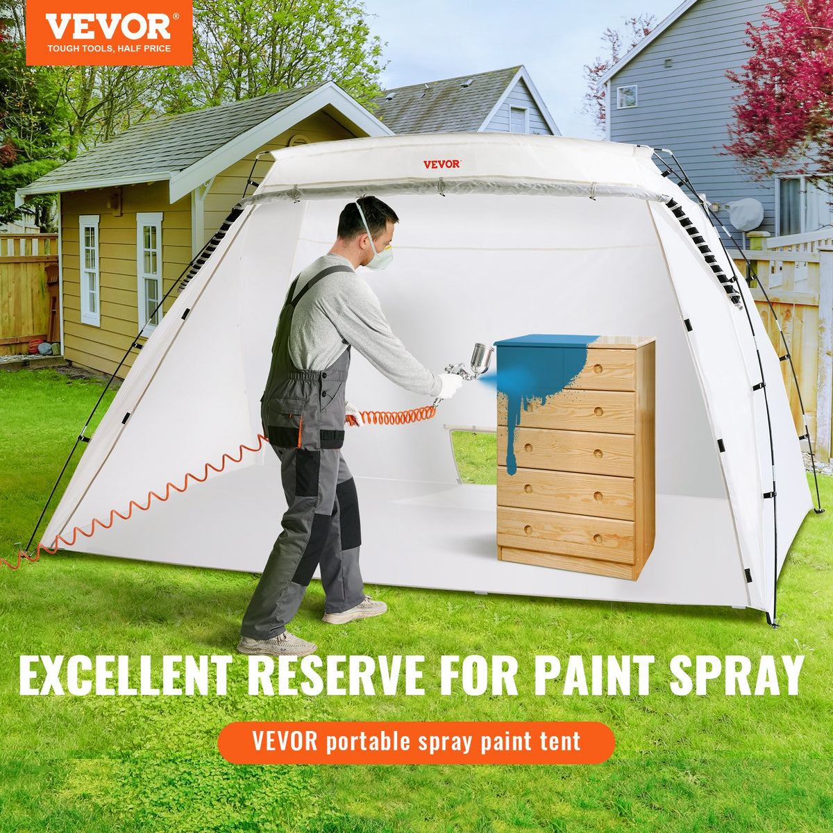 Vevor Portable Paint Booth, Larger Spray Paint Tent With Built-in Floor