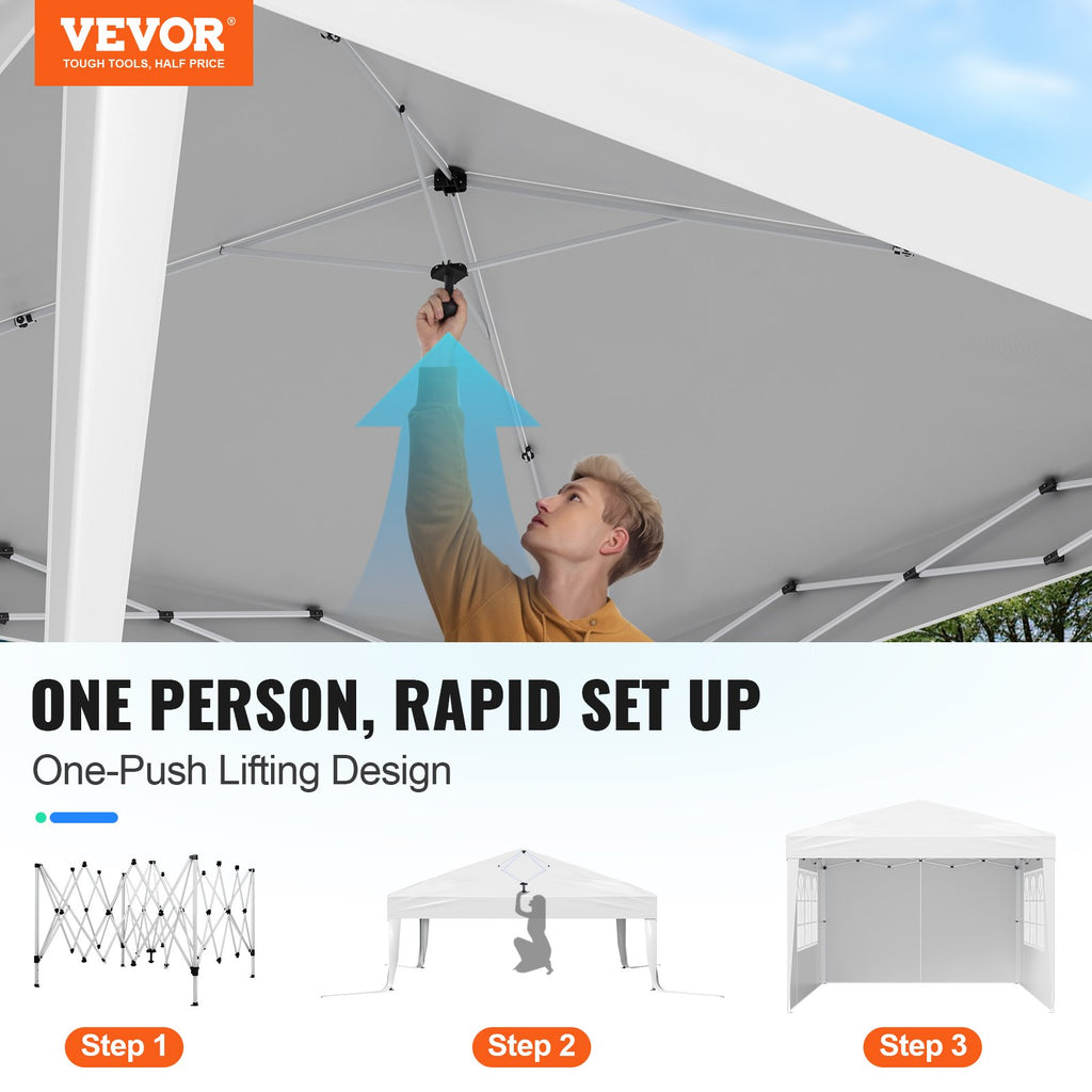 Pop Up Canopy 10 X 10 FT Pop Up Gazebo Tent With 3 Sidewalls & 2 Windows