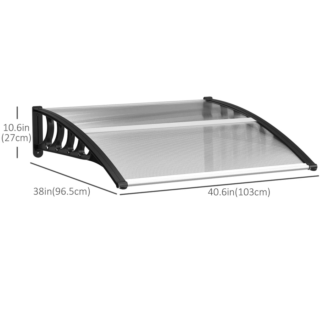 Awning Door Canopy, 40.6" X 38" Polycarbonate Front Door Outdoor Patio
