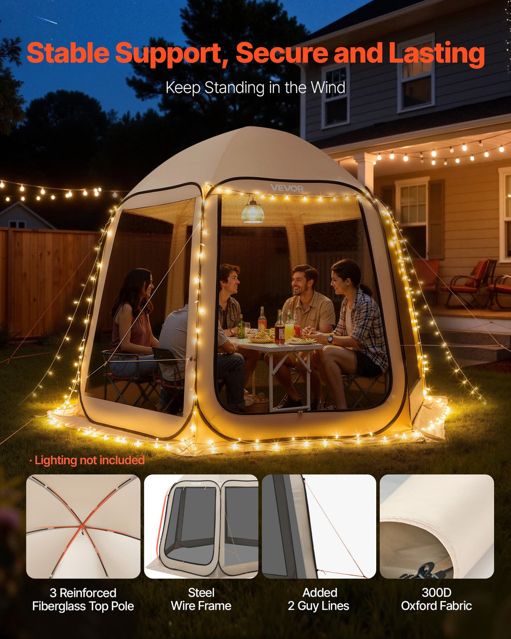 Screen House Tent, 10 X 9.2 Ft, 4-8 Person Pop Up Screen Tent, Portable