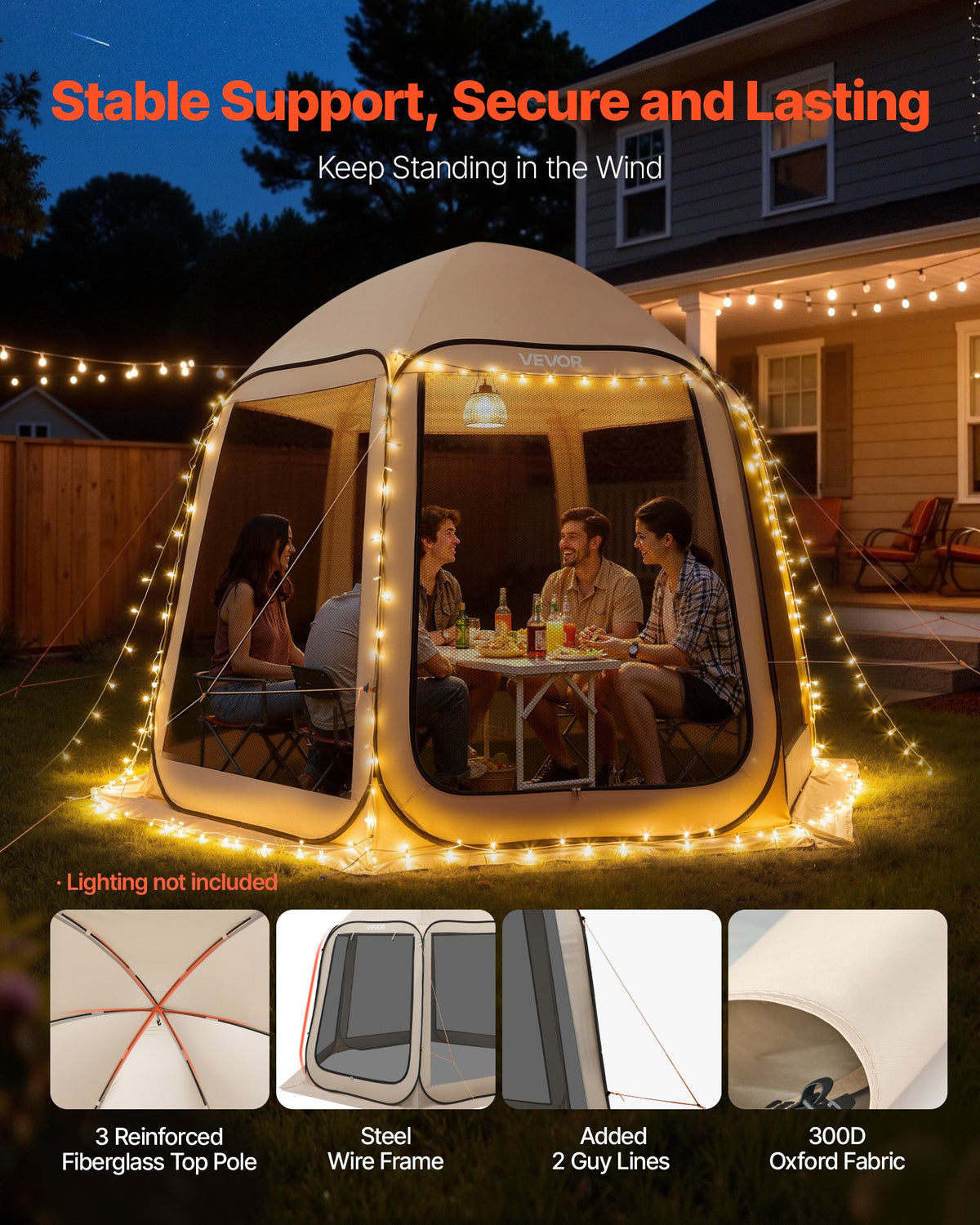 Screen House Tent, 10 X 9.2 Ft, 4-8 Person Pop Up Screen Tent, Portable