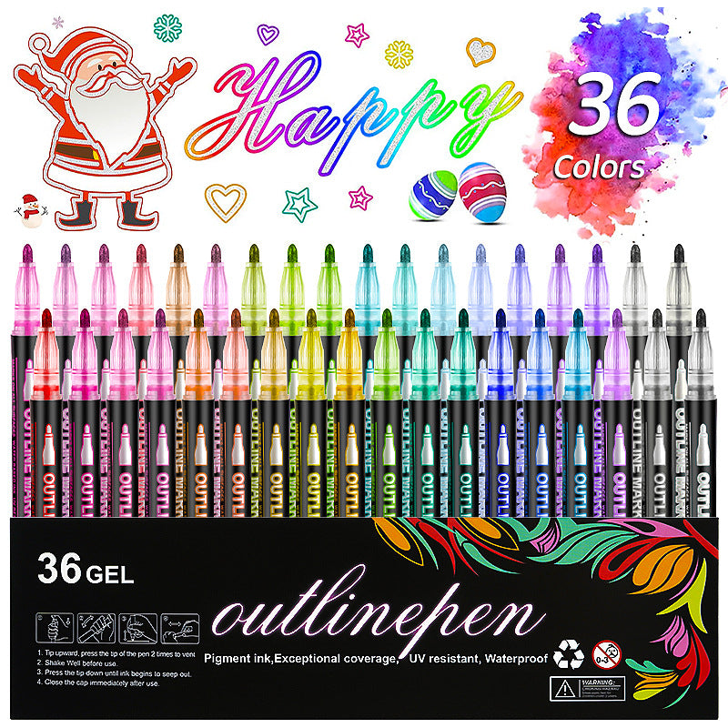Double Line Outline Pen 24 Color Suit Dream Color Mark Fluorescent