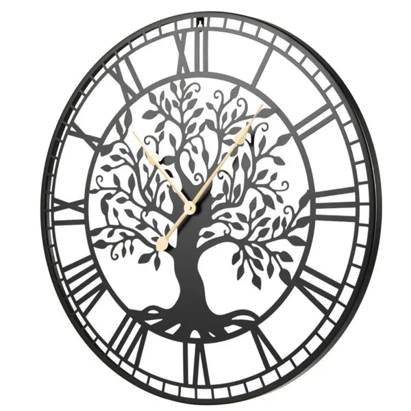 Black Tree Of Life Decorative Wall Clock, 27' Non-ticking Quartz