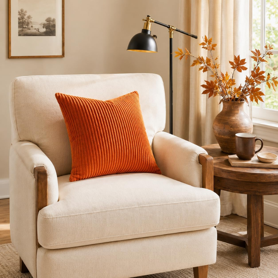 Fall Burnt Orange Decorative Throw Pillows Covers 18x18 Inch Set Of 4