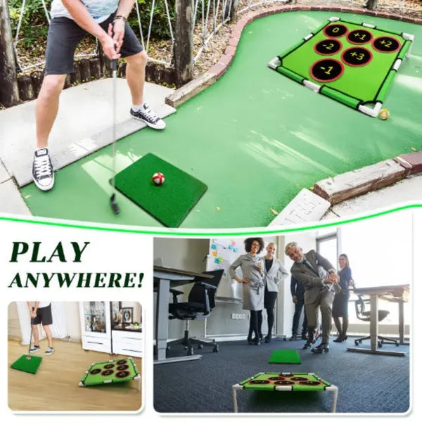Golf Chipping Game Mat Set With Target Net Indoor Outdoor Practice Game