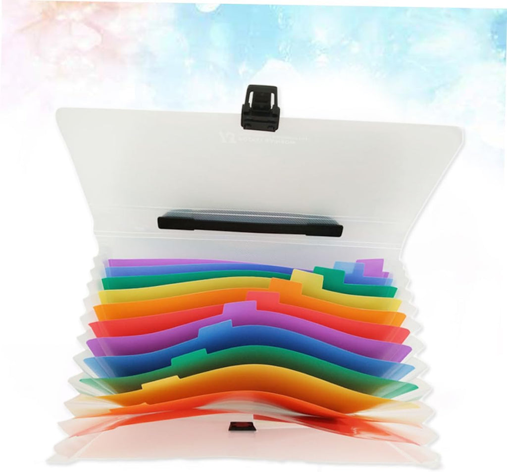Large Capacity Accordion File Organizer 13 Pockets A4 Rainbow Expanding