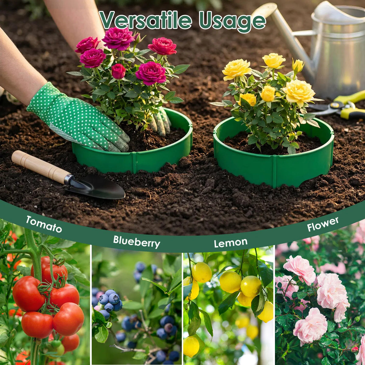 6Pcs/12Pcs 10in Planting Grow Rings Adjustable For Outdoor Plants