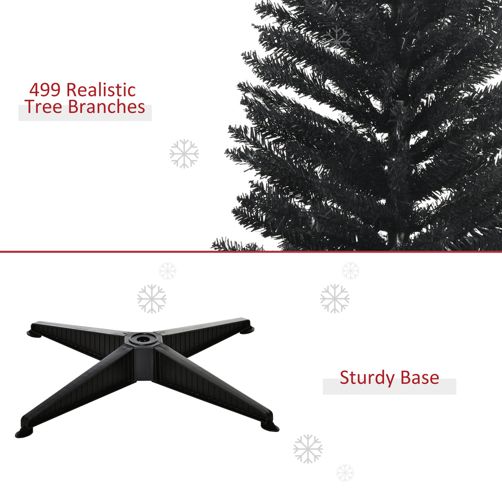 7' Artificial Pencil Christmas Tree, Slim Xmas Tree With 499 Realistic