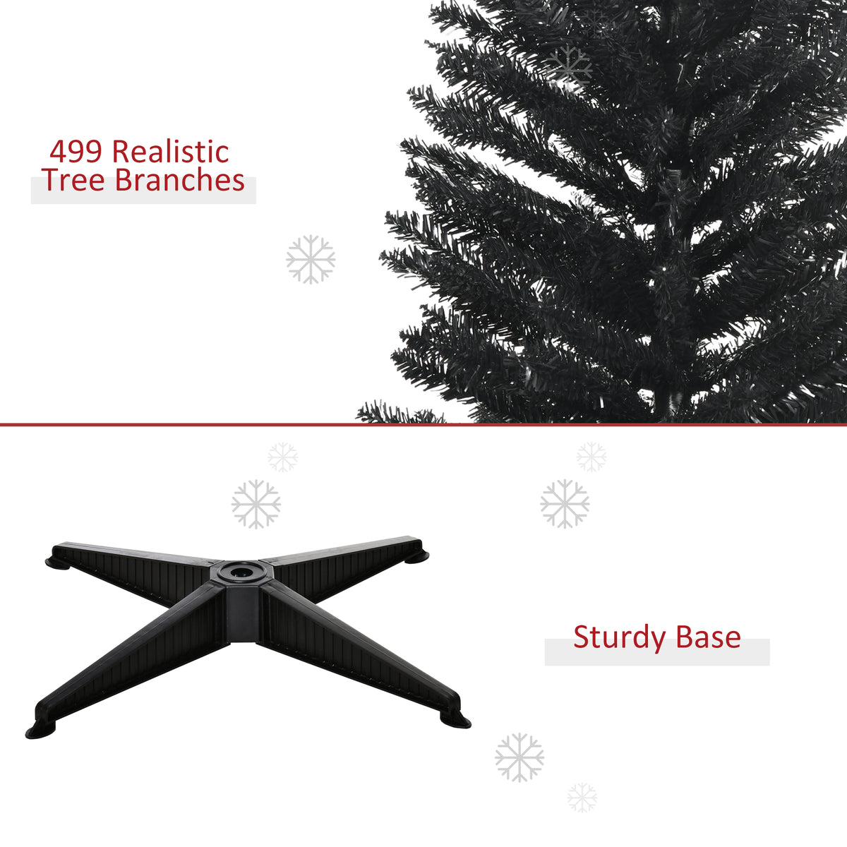 7' Artificial Pencil Christmas Tree, Slim Xmas Tree With 499 Realistic