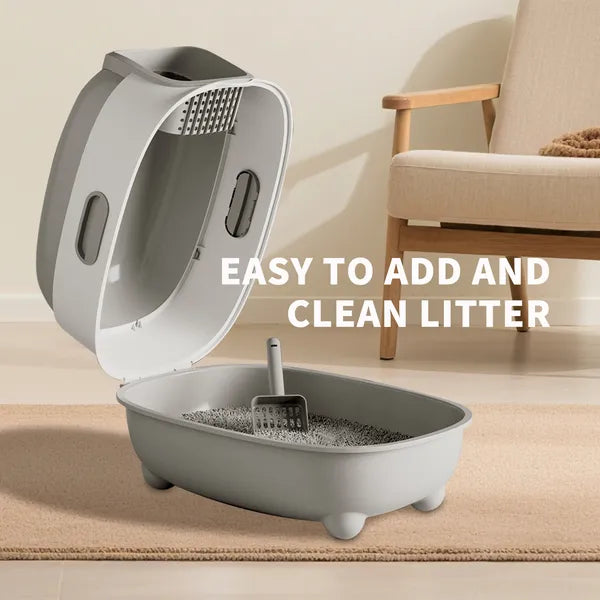 High-capacity Enclosed Cat Litter Box & Odor-lock, Scratch-resistant