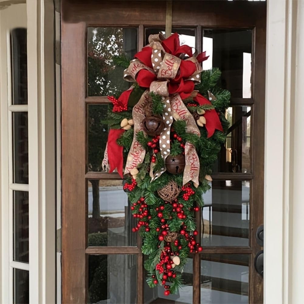 Candy Cane Teardrop Christmas Wreath, 24 in