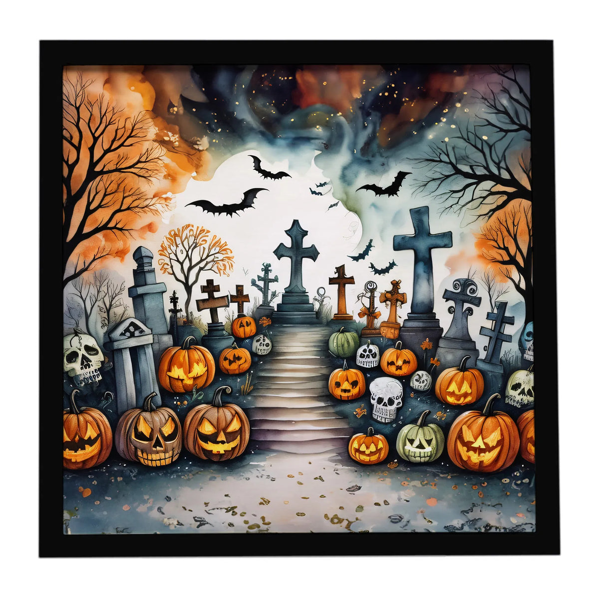 Day Of The Dead Spooky Halloween Framed Metal Print Bathroom, Kitchen