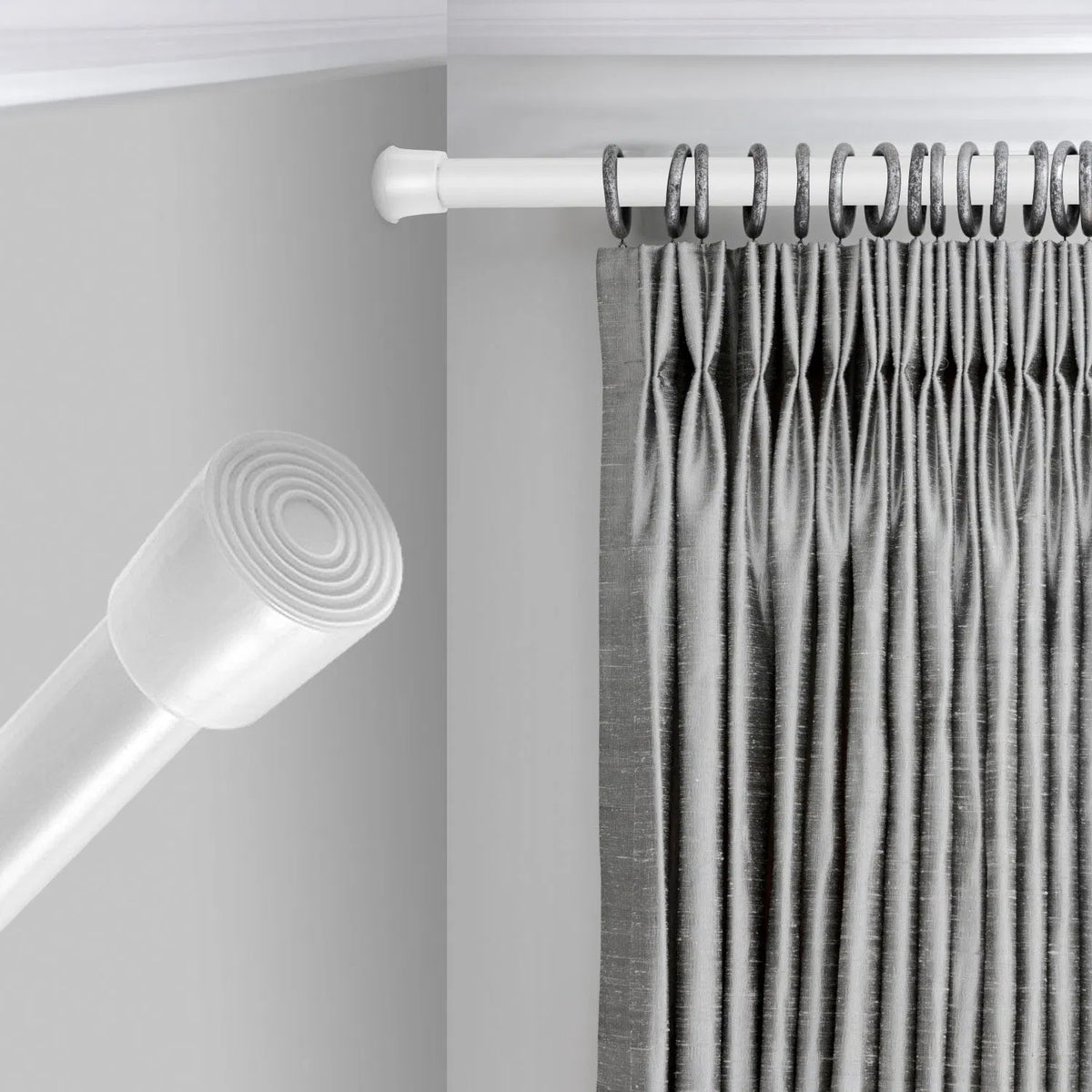 Heavy Duty Tension Curtain Rod, Non-slip Carbon Steel Spring Loaded