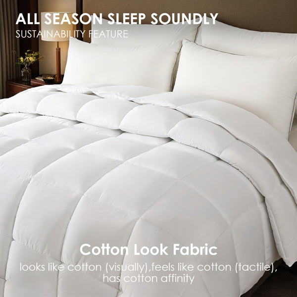 White Plump Duvet, Extra Large Checkered Quilting Luxury Hotel-grade