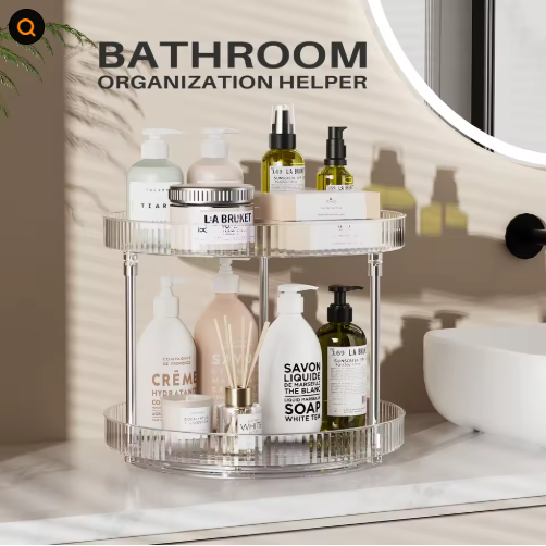 Double-layer Turntable Rotating Spice Rack Organization Spinning