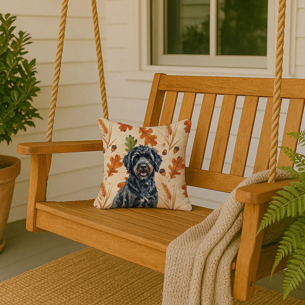Black Portuguese Water Dog Heirloom Fall Throw Pillow Decorative Indoor