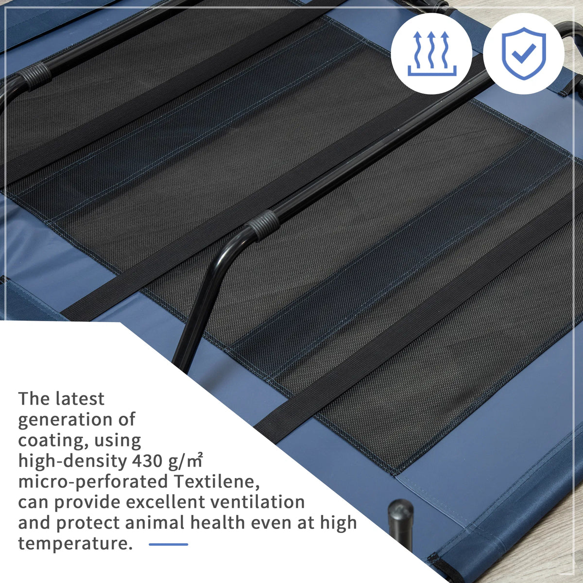 48" X 36" X 9" Elevated Pet Bed With Carrying Bag, Dark Blue