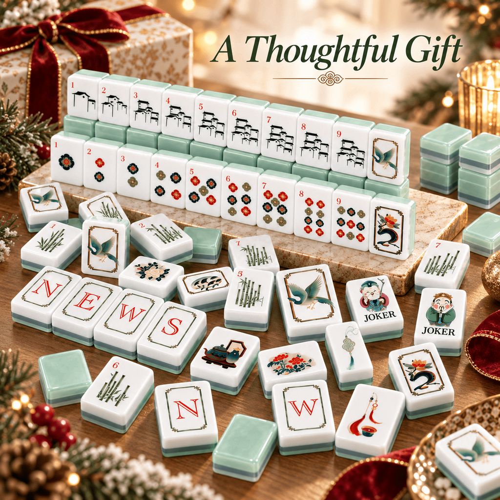 Elegant Acrylic Mahjong Set, Chinese Inspired American Mahjong Tiles