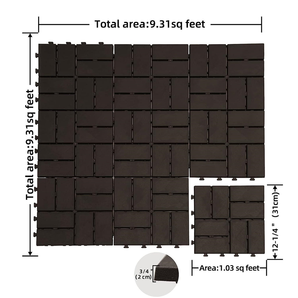 Patio Interlocking Deck Tiles, 12 X12 Square Composite Decking Tiles