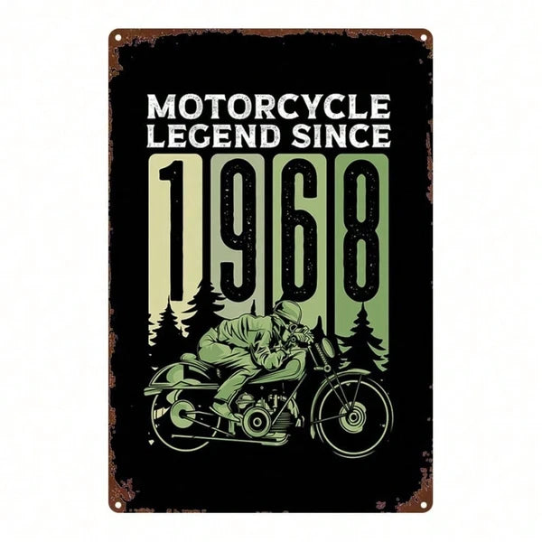 1pc Vintage Motorcycle Legend 1968 Metal Sign, Retro 2D Flat Wall Decor