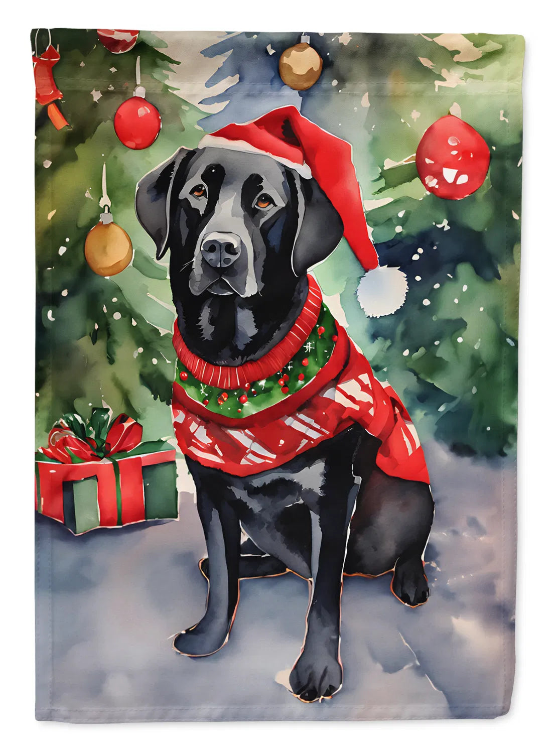 Black Labrador Retriever Christmas House Flag Large Porch Sleeve Pole