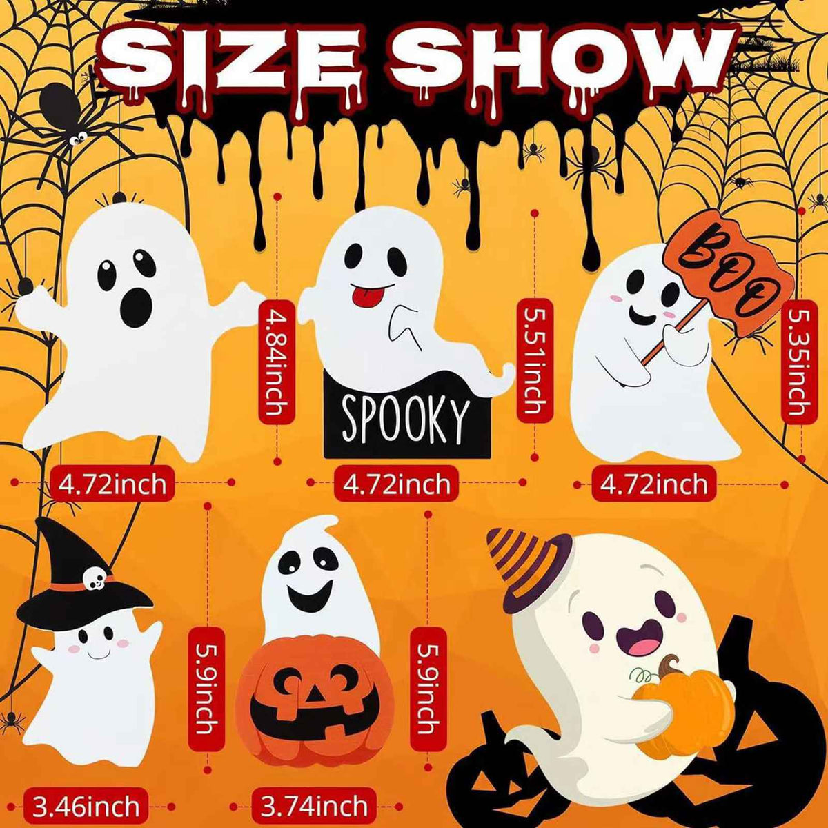 5pcs Cute Ghost Table Sign Festival Decoration PVC Spooky Desk