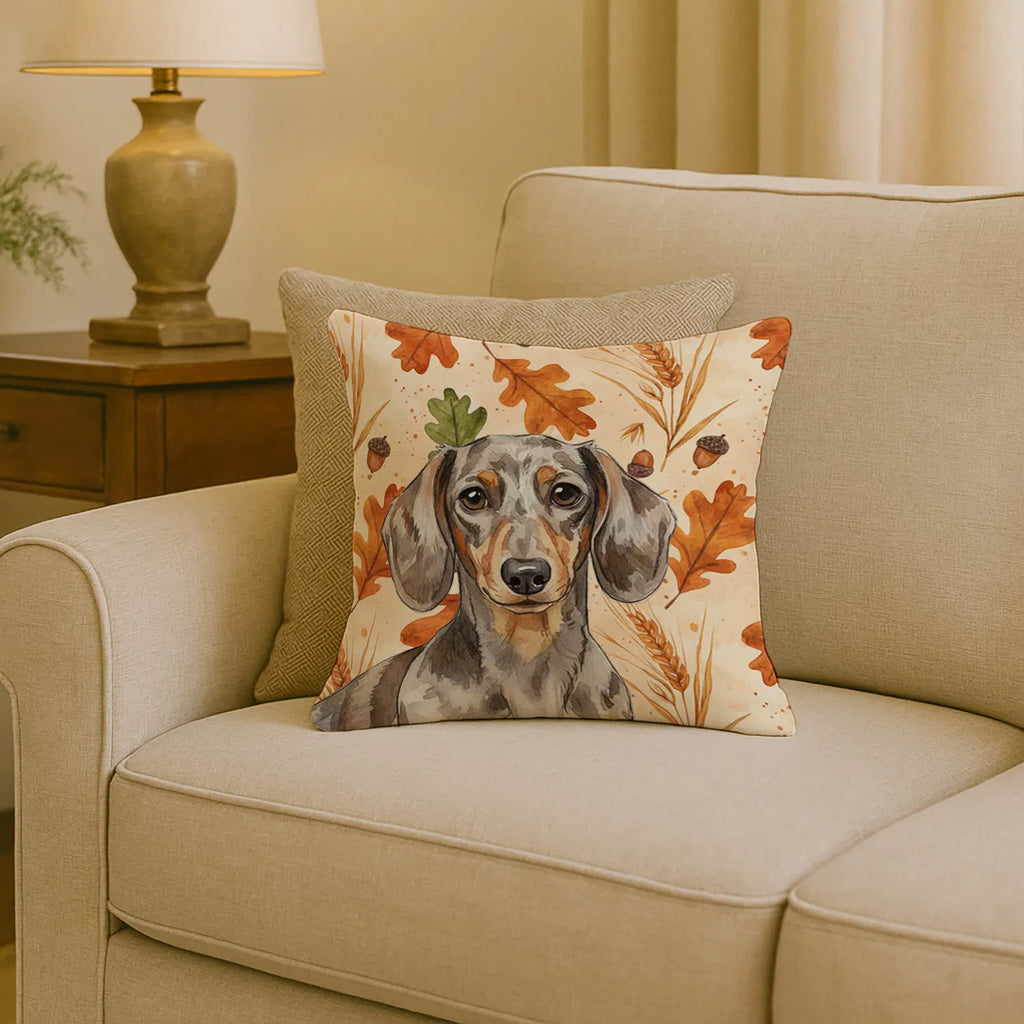 Dapple Dachshund Heirloom Fall Throw Pillow Decorative Indoor Outdoor