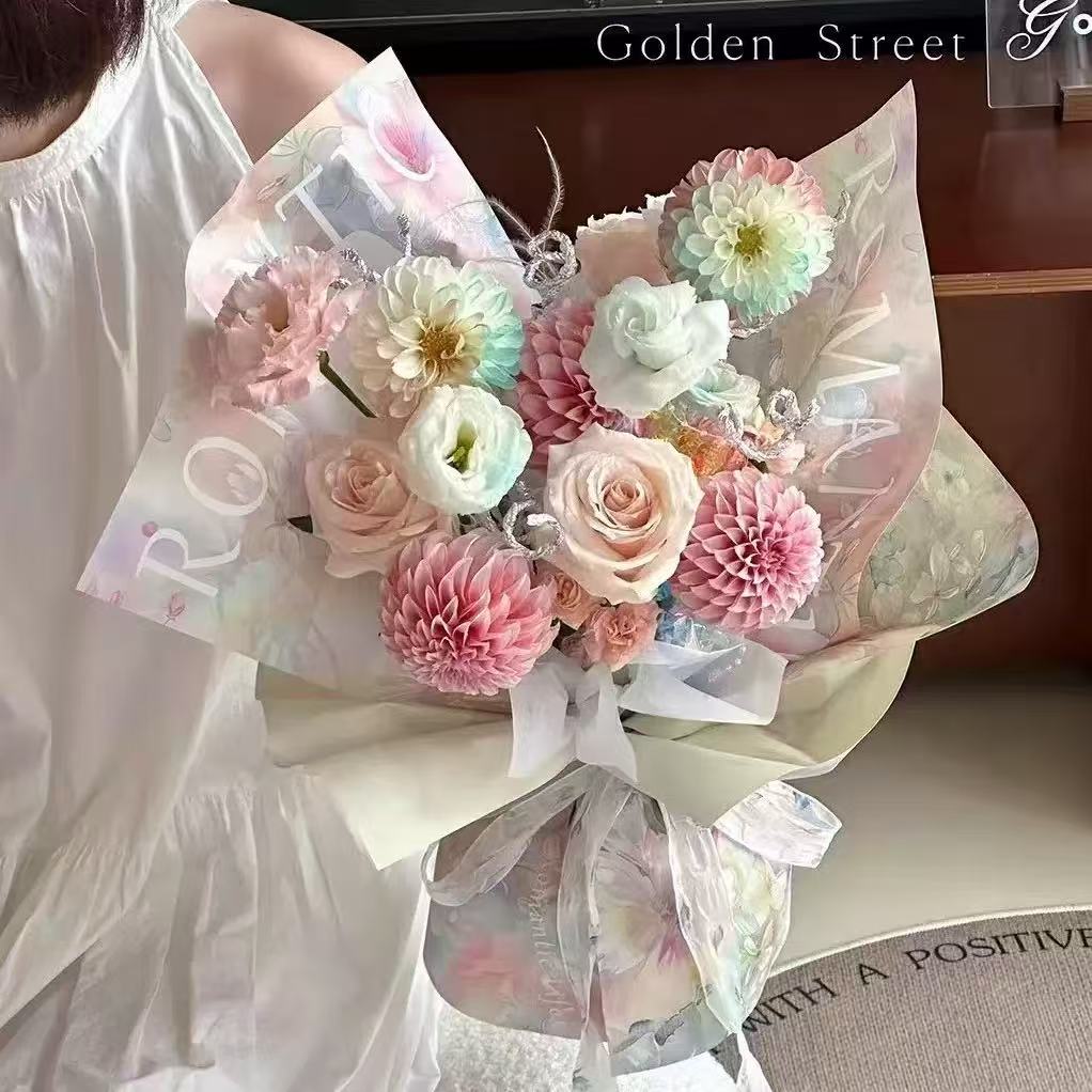 10 Sheet Of Double Sided Flower Wrapping Paper