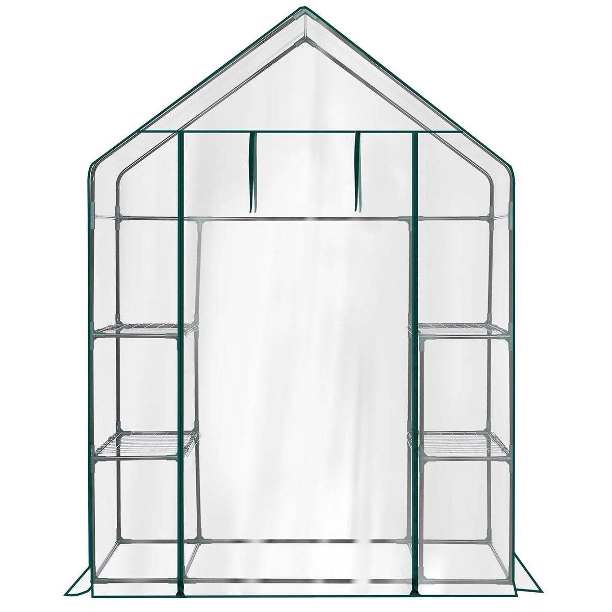 Mini Walk-in Greenhouse With PVC Cover, 4-Shelf Indoor Outdoor Plant