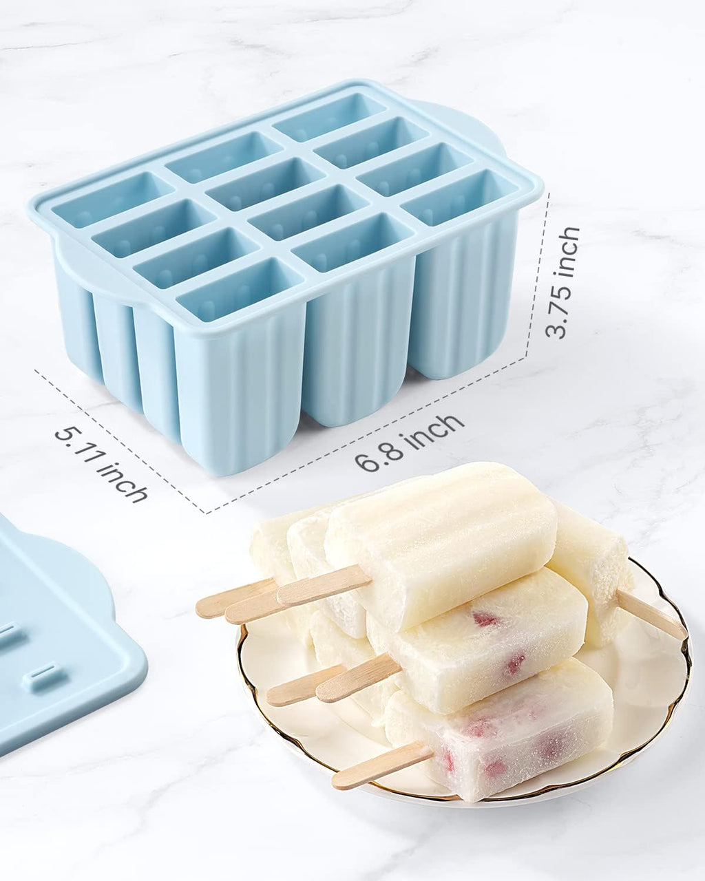 Popsicle Moulds, Meetrue 12-piece Silicone Popsicle Mould Set - Easy