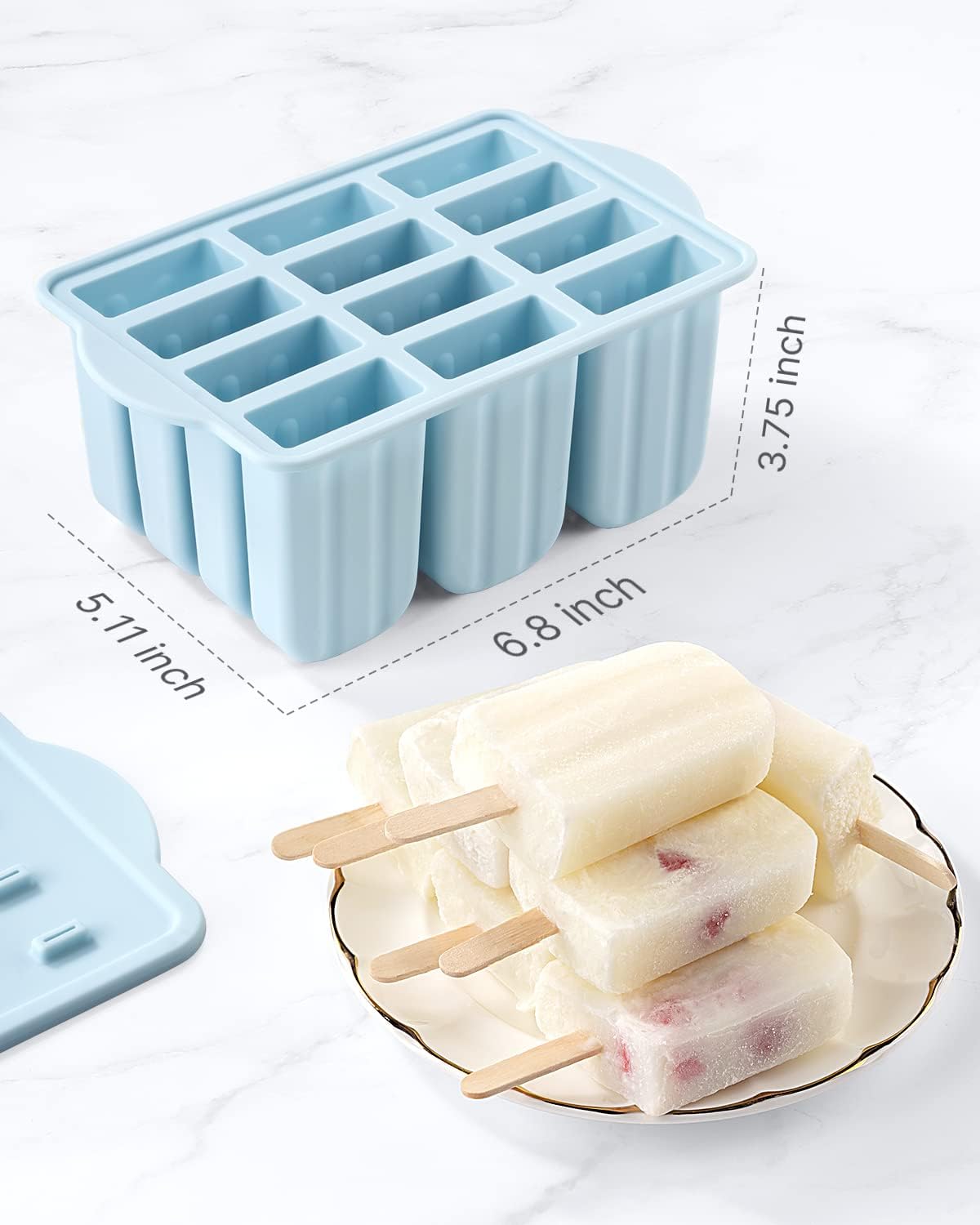 Popsicle Moulds, Meetrue 12-piece Silicone Popsicle Mould Set - Easy