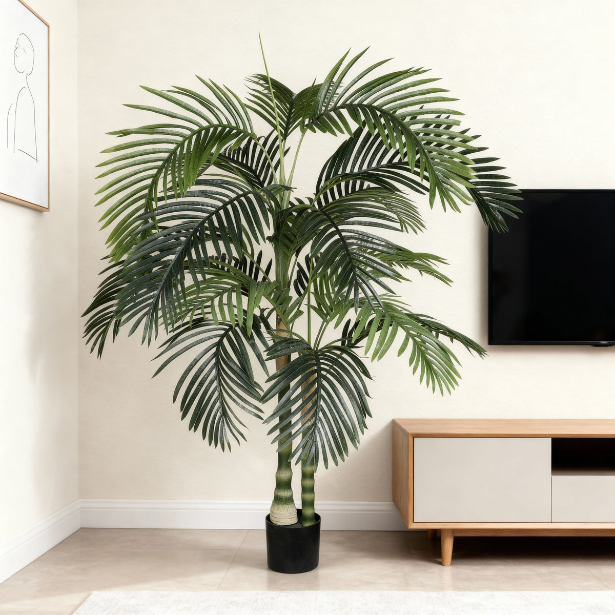 6FT Artificial Palm Tree With Black Plastic Pot, Tropical Fake Plant