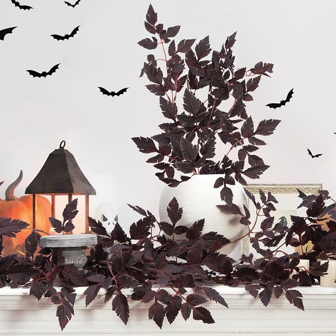 2 Pack 6 Ft Fall Garland Plum Cimicifuga Seeded Autumn Halloween Decor