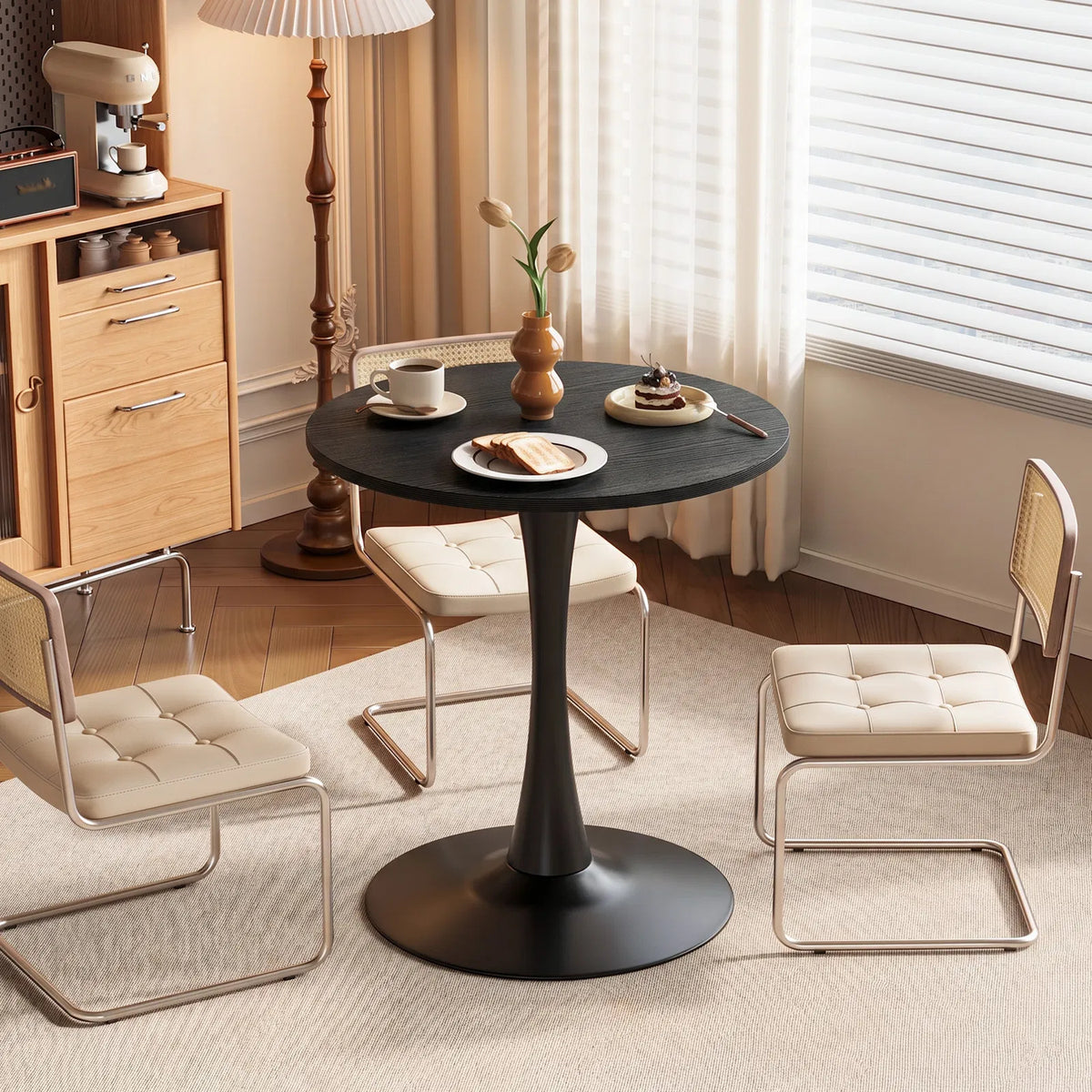 Round Tulip Dining Table, 27.6 Inch Circular Kitchen Table For 2 People