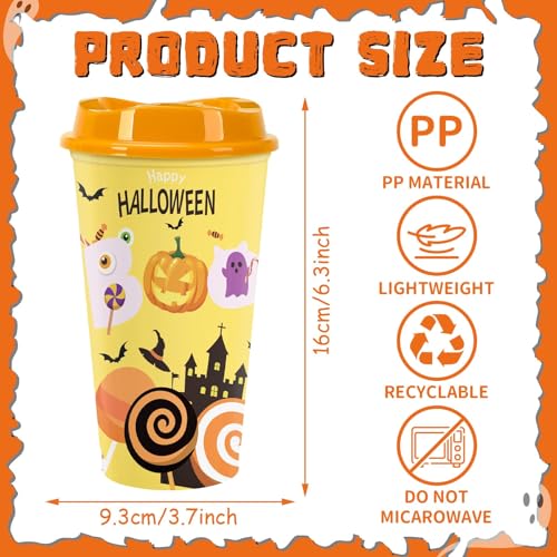 12pcs Halloween Color Changing Cups, 16Oz Reusable Plastic Coffee Cups