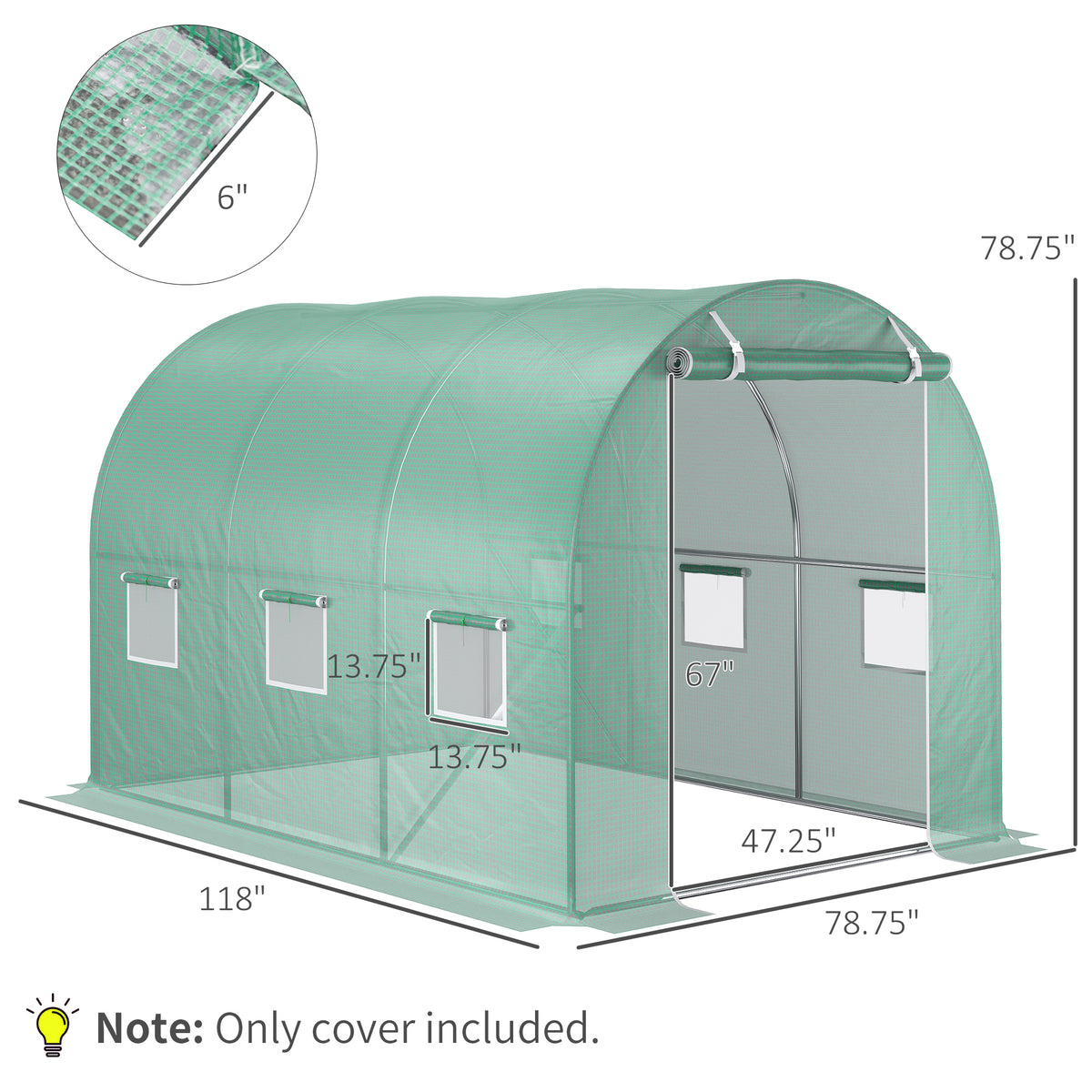 9.8 X 6.6 X 6.6 Plastic Greenhouse Cover Replacement, Heavy Duty