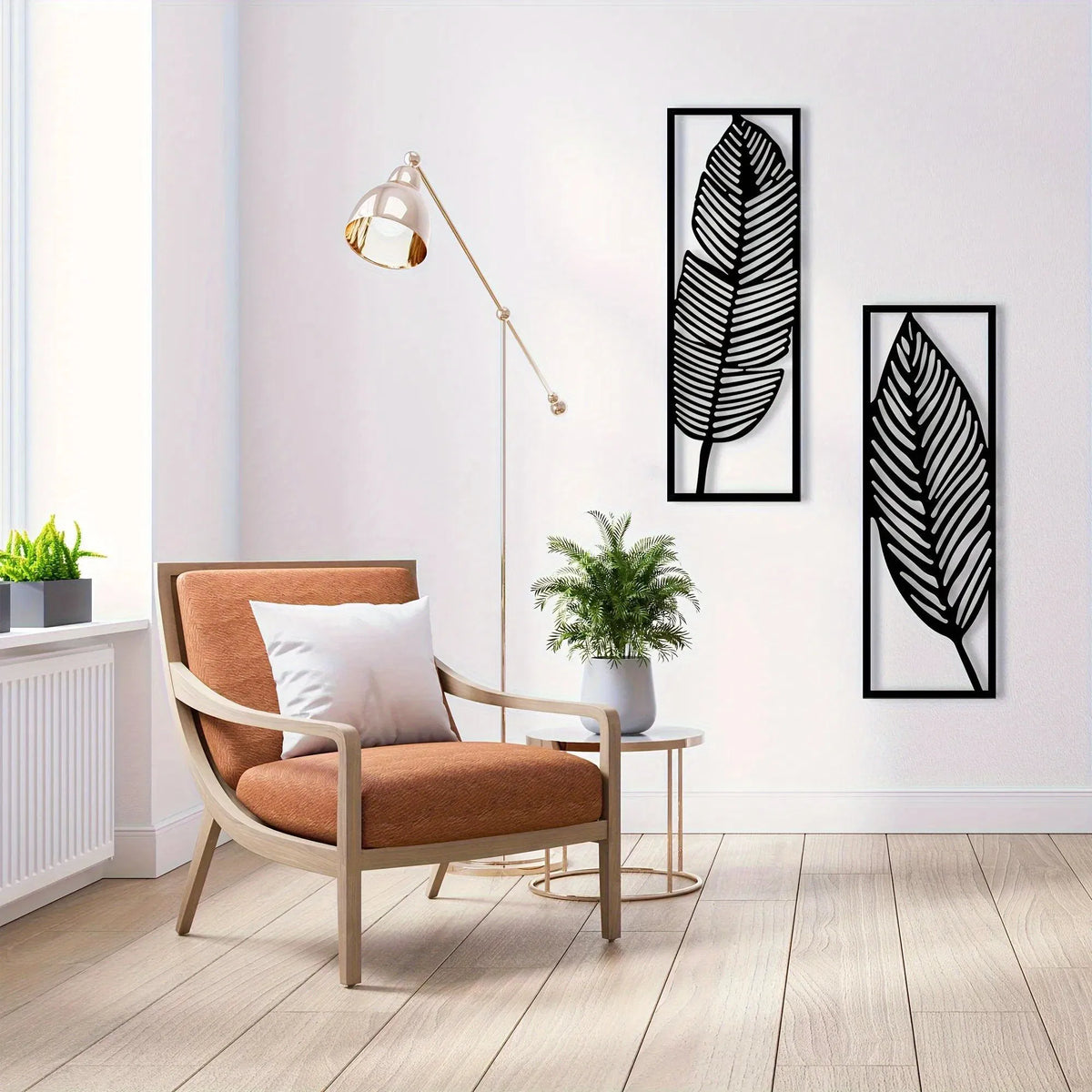 Vintage Botanical Iron Wall Art Set Tropical Leaves Floral Printed Wall