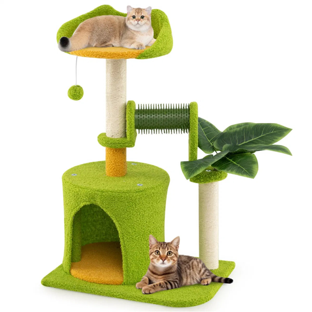 Cat Tree - 22LBS Capacity, Palm Tree Design With Self-groomer