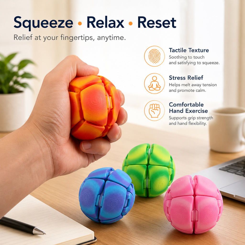 4PCS Large Stress Relief Squeeze Ball Sensory Fidget Toy, 3D Printed