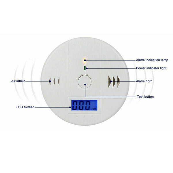 LCD Display CO Carbon Monoxide Gas Detector Device Home Safety Alarm