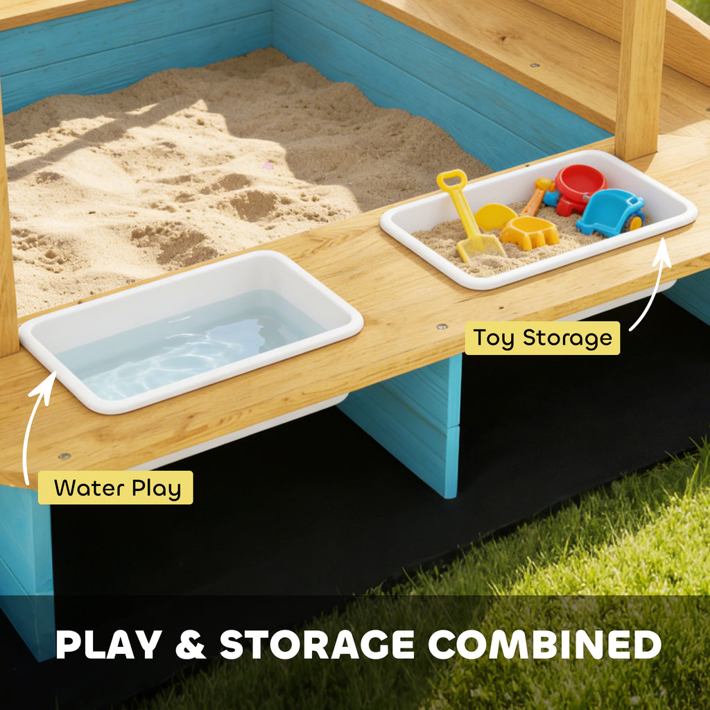 Wooden Sandbox With Dinosaur Print Canopy Kids Sandbox Outdoor